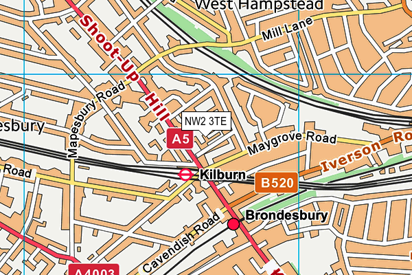 NW2 3TE map - OS VectorMap District (Ordnance Survey)