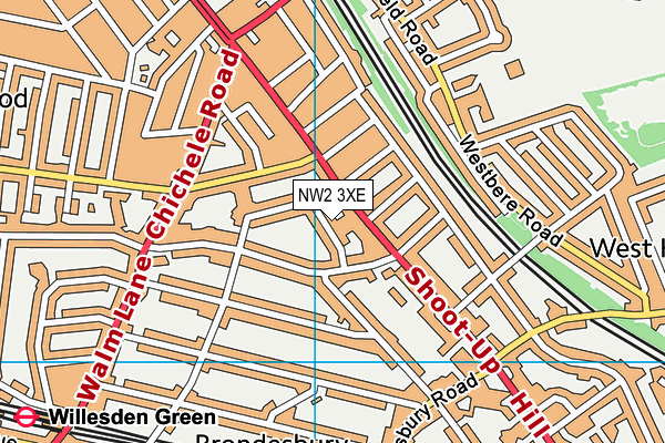 NW2 3XE map - OS VectorMap District (Ordnance Survey)