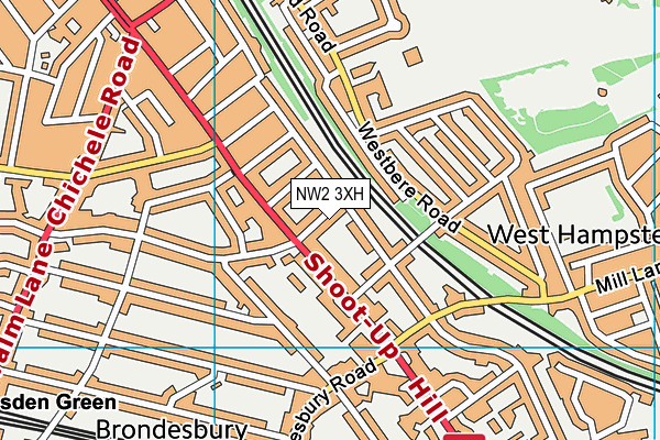 NW2 3XH map - OS VectorMap District (Ordnance Survey)