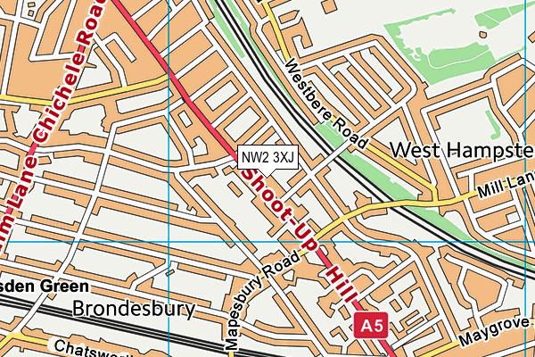 NW2 3XJ map - OS VectorMap District (Ordnance Survey)