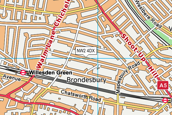 NW2 4DX map - OS VectorMap District (Ordnance Survey)