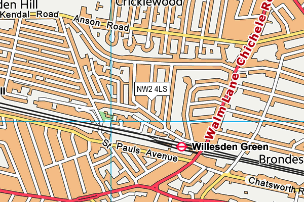 NW2 4LS map - OS VectorMap District (Ordnance Survey)