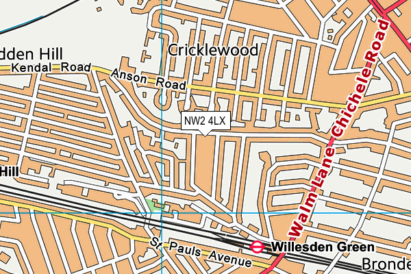 NW2 4LX map - OS VectorMap District (Ordnance Survey)