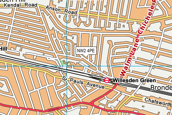 NW2 4PE map - OS VectorMap District (Ordnance Survey)