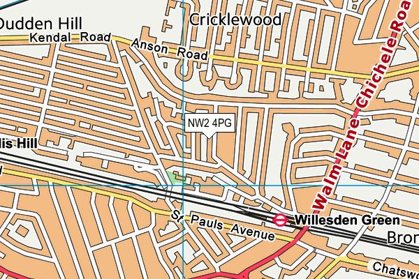 NW2 4PG map - OS VectorMap District (Ordnance Survey)
