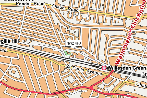 NW2 4PJ map - OS VectorMap District (Ordnance Survey)