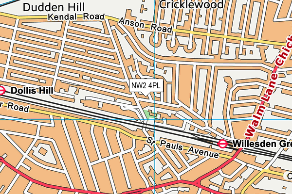 NW2 4PL map - OS VectorMap District (Ordnance Survey)