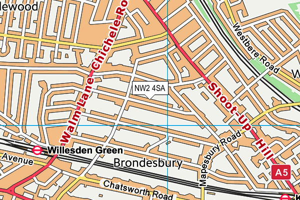 NW2 4SA map - OS VectorMap District (Ordnance Survey)