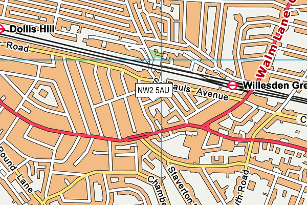 NW2 5AU map - OS VectorMap District (Ordnance Survey)