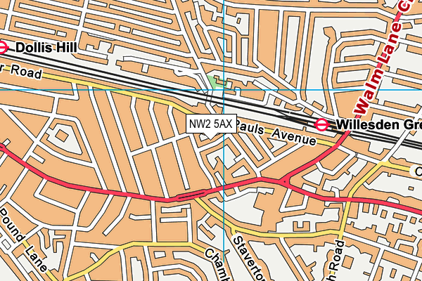 NW2 5AX map - OS VectorMap District (Ordnance Survey)