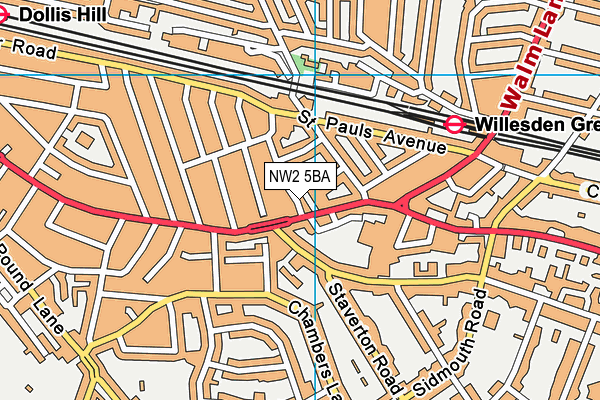 NW2 5BA map - OS VectorMap District (Ordnance Survey)