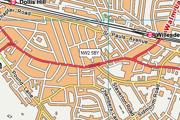NW2 5BY map - OS VectorMap District (Ordnance Survey)