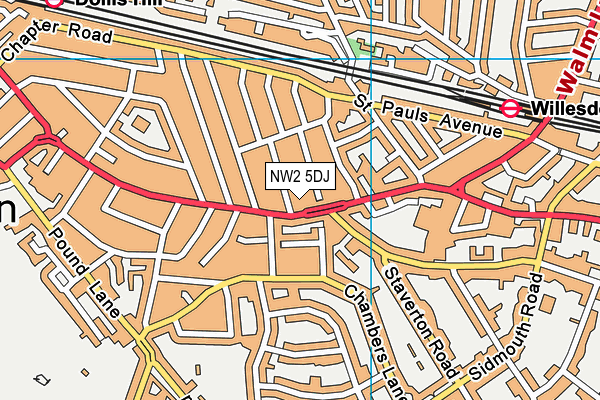 NW2 5DJ map - OS VectorMap District (Ordnance Survey)