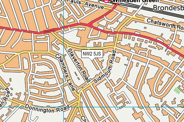 NW2 5JS map - OS VectorMap District (Ordnance Survey)