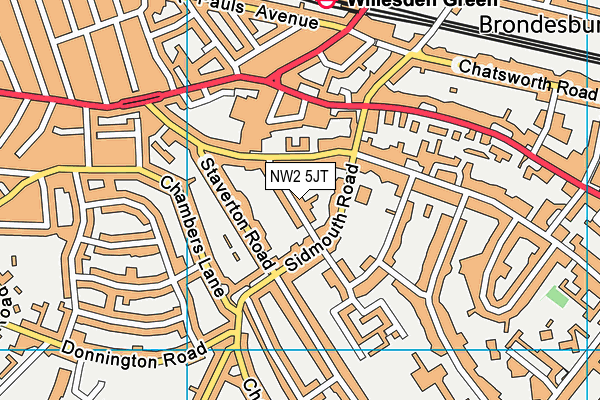 NW2 5JT map - OS VectorMap District (Ordnance Survey)