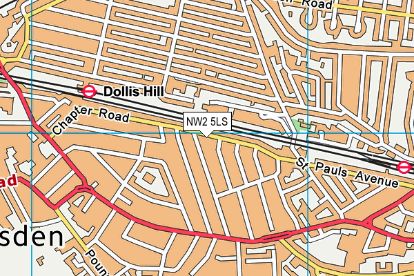 NW2 5LS map - OS VectorMap District (Ordnance Survey)