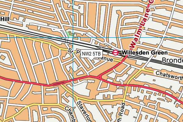 NW2 5TB map - OS VectorMap District (Ordnance Survey)