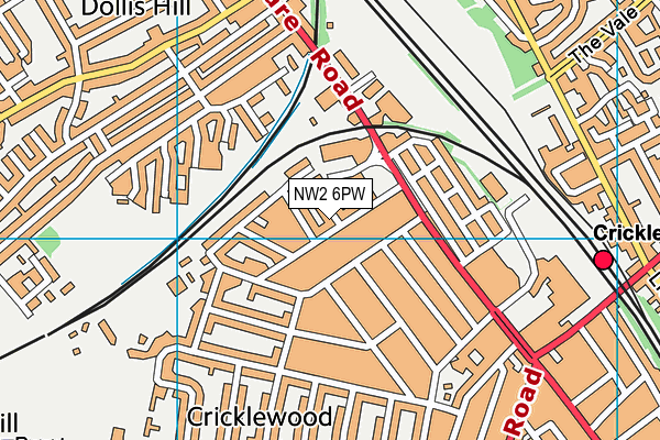 NW2 6PW map - OS VectorMap District (Ordnance Survey)