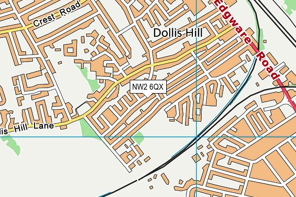NW2 6QX map - OS VectorMap District (Ordnance Survey)