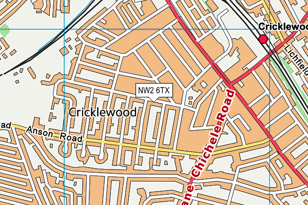 NW2 6TX map - OS VectorMap District (Ordnance Survey)