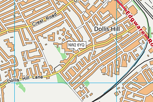 NW2 6YQ map - OS VectorMap District (Ordnance Survey)