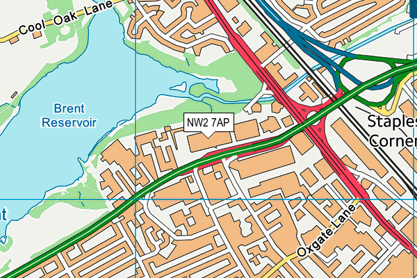 NW2 7AP map - OS VectorMap District (Ordnance Survey)
