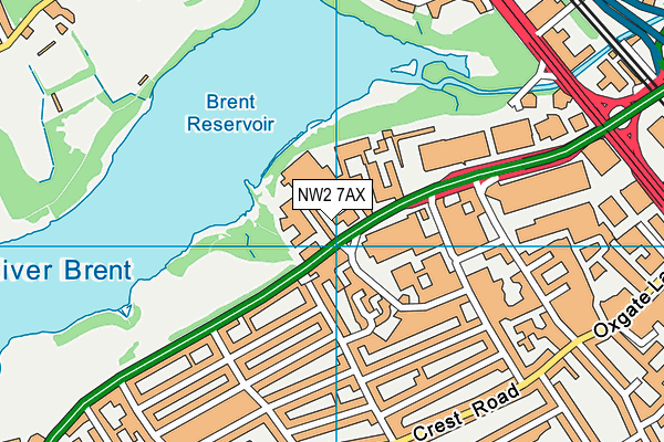NW2 7AX map - OS VectorMap District (Ordnance Survey)