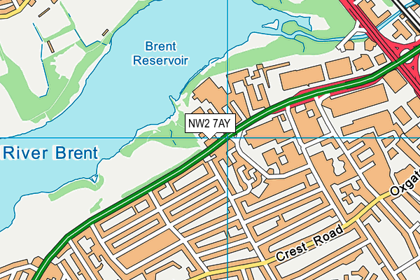 NW2 7AY map - OS VectorMap District (Ordnance Survey)
