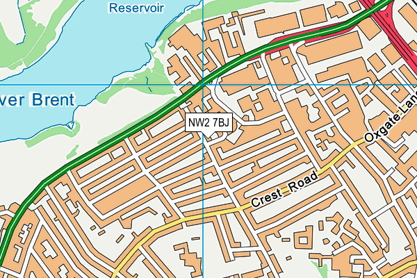 NW2 7BJ map - OS VectorMap District (Ordnance Survey)