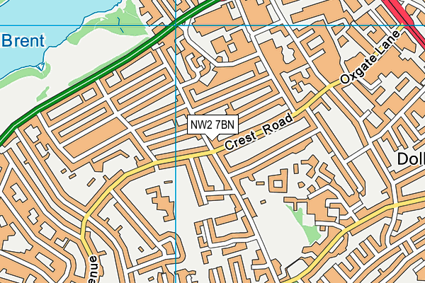 NW2 7BN map - OS VectorMap District (Ordnance Survey)