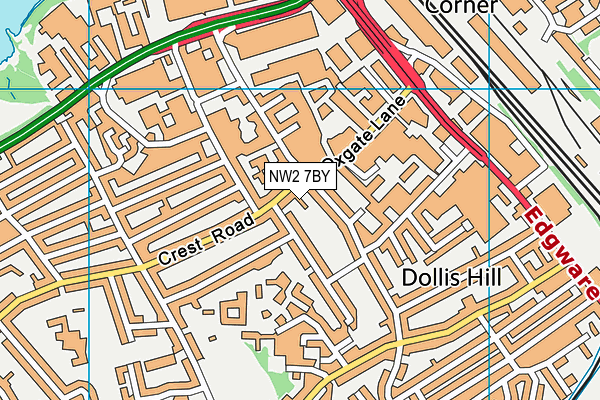 NW2 7BY map - OS VectorMap District (Ordnance Survey)