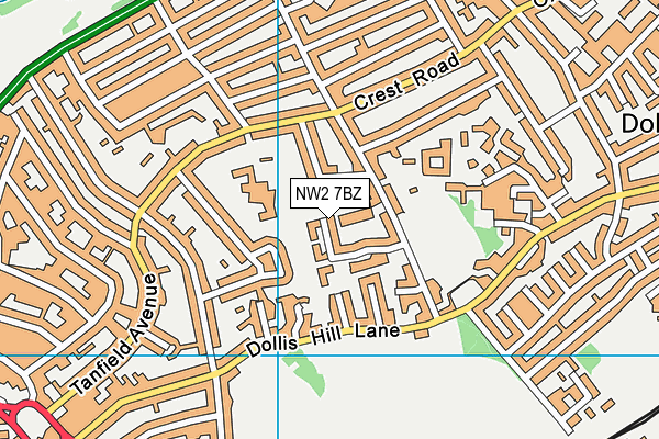NW2 7BZ map - OS VectorMap District (Ordnance Survey)