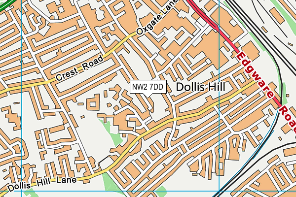NW2 7DD map - OS VectorMap District (Ordnance Survey)