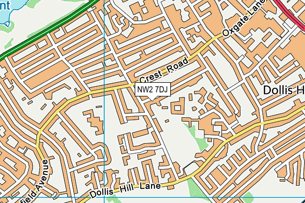 NW2 7DJ map - OS VectorMap District (Ordnance Survey)