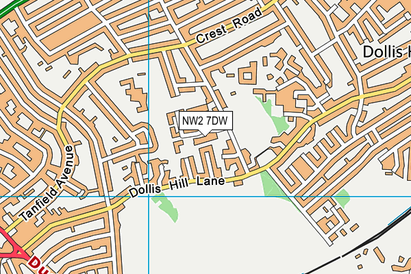 NW2 7DW map - OS VectorMap District (Ordnance Survey)