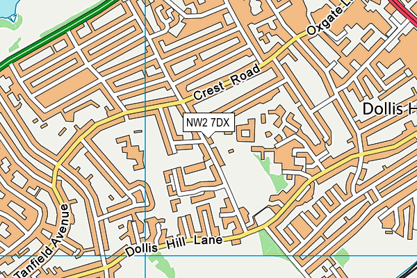 NW2 7DX map - OS VectorMap District (Ordnance Survey)