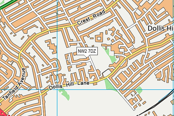 NW2 7DZ map - OS VectorMap District (Ordnance Survey)