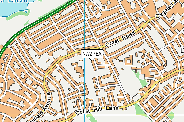 NW2 7EA map - OS VectorMap District (Ordnance Survey)