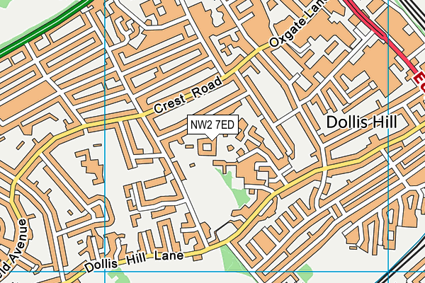 NW2 7ED map - OS VectorMap District (Ordnance Survey)