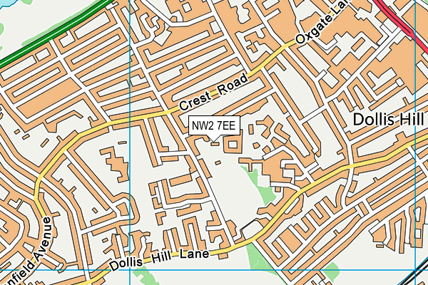 NW2 7EE map - OS VectorMap District (Ordnance Survey)