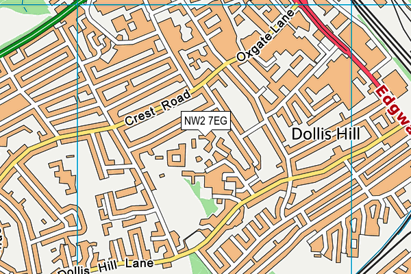 NW2 7EG map - OS VectorMap District (Ordnance Survey)