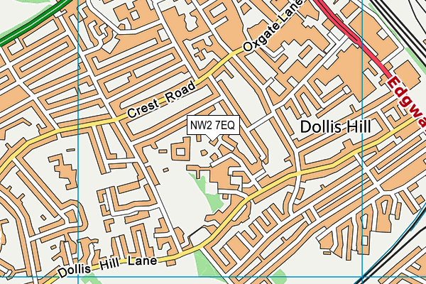 NW2 7EQ map - OS VectorMap District (Ordnance Survey)