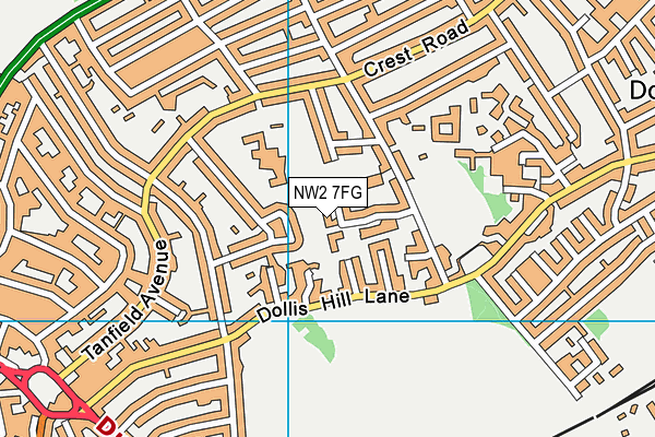 NW2 7FG map - OS VectorMap District (Ordnance Survey)
