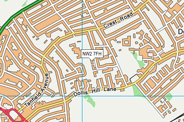 NW2 7FH map - OS VectorMap District (Ordnance Survey)