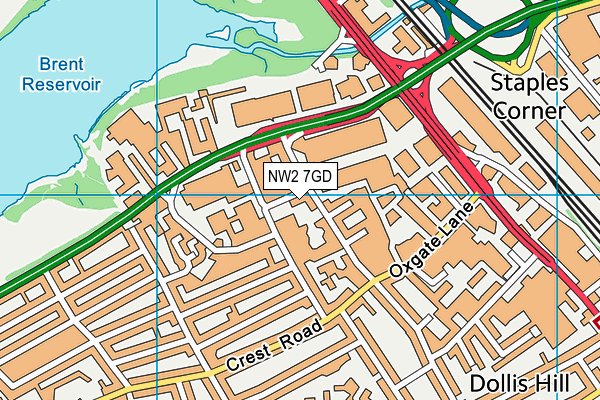NW2 7GD map - OS VectorMap District (Ordnance Survey)