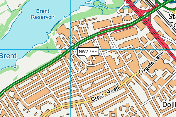 NW2 7HF map - OS VectorMap District (Ordnance Survey)