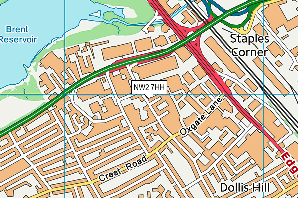 NW2 7HH map - OS VectorMap District (Ordnance Survey)