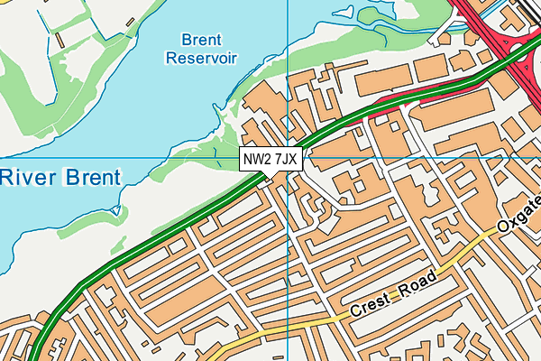NW2 7JX map - OS VectorMap District (Ordnance Survey)