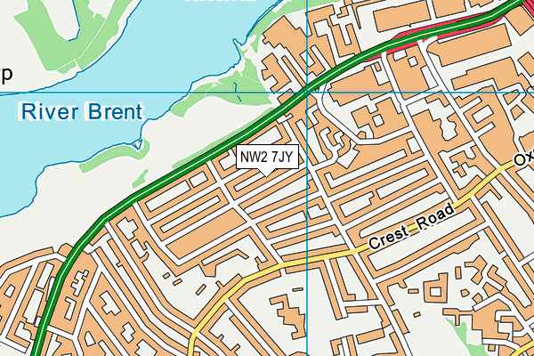 NW2 7JY map - OS VectorMap District (Ordnance Survey)