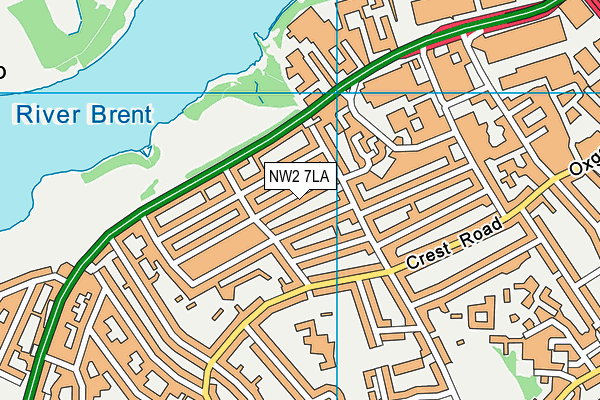 NW2 7LA map - OS VectorMap District (Ordnance Survey)